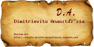Dimitrievits Anasztázia névjegykártya